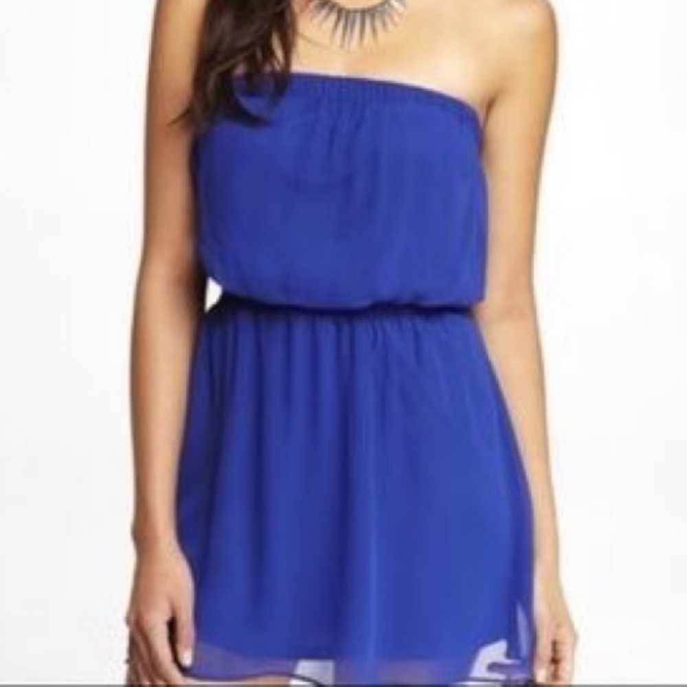 Express Royal Blue Strapless Mini Dress